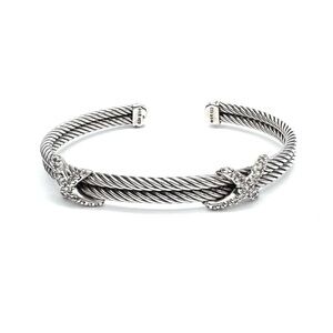 David Yurman Double Cable Double Diamond X
 Bracelet